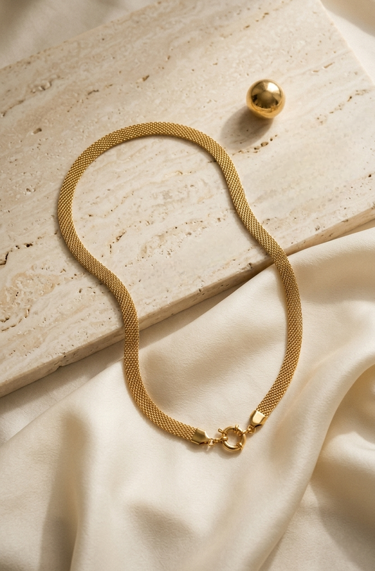Gold mesh necklace